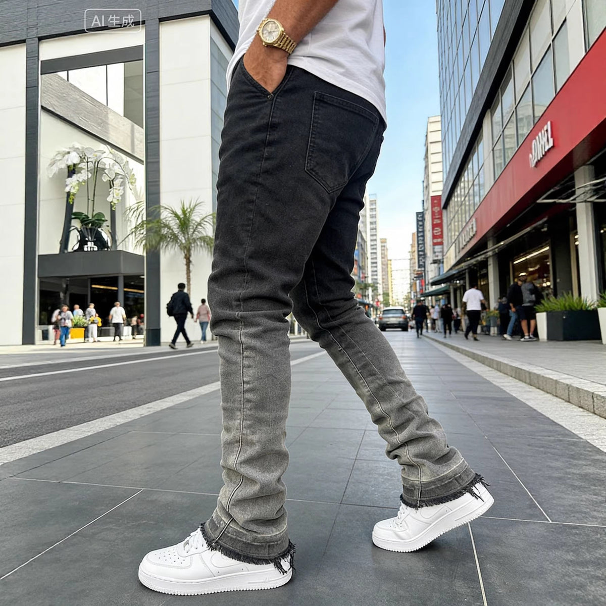 Men’s gradient-wash slim jeans – side product view