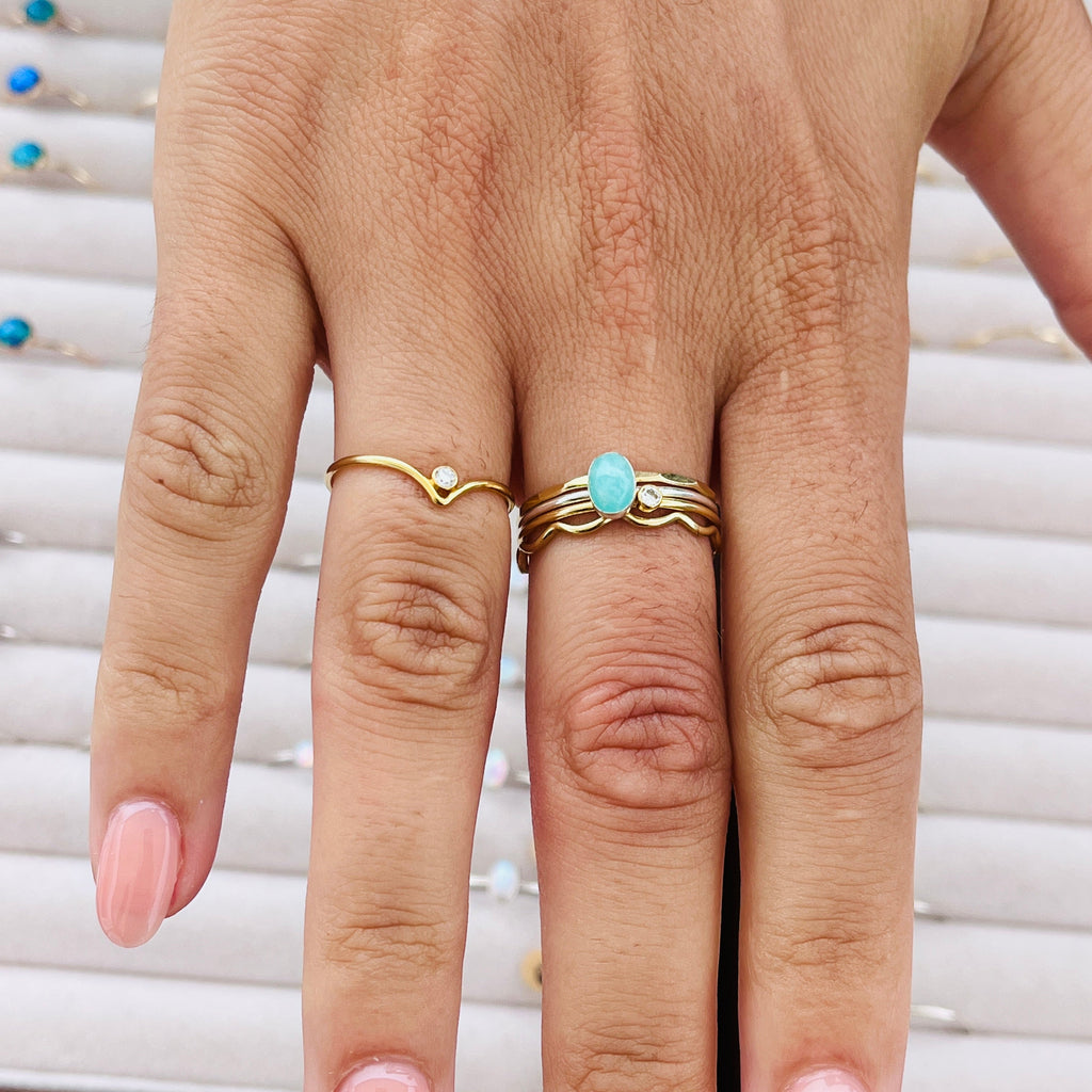 14K gold-filled cubic zirconia ring close-up