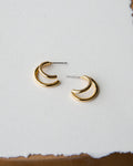 14K gold-plated double hoop earrings in gold