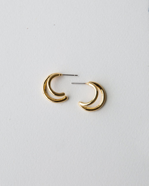 Close-up of 14K gold-plated double hoop earrings