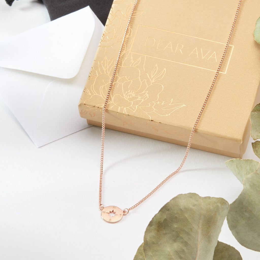 Compass rose gold-plated aunt and niece necklace product view