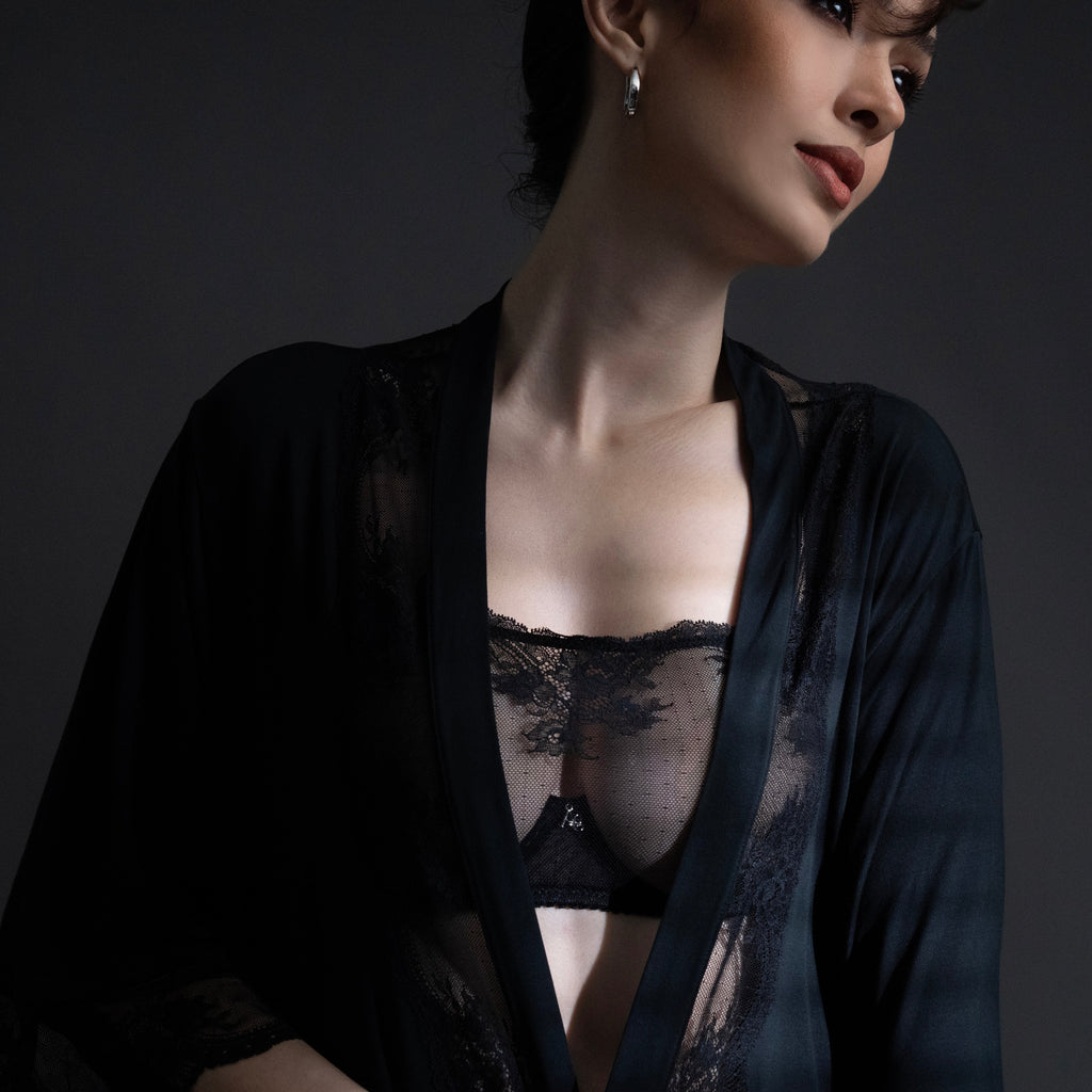 Kim High-Neck Sheer Lace Underwire Bra by Amour d’Agnette - alternate product view 9