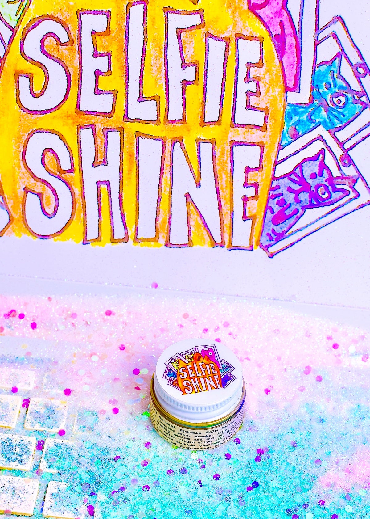 Selfie Shine dewy shimmer balm shown in lifestyle setting