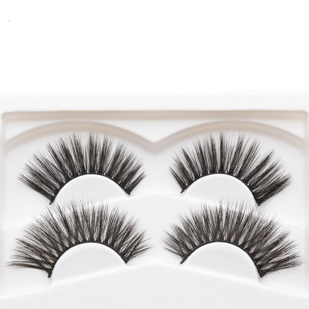 Close-up of dramatic reusable false lashes