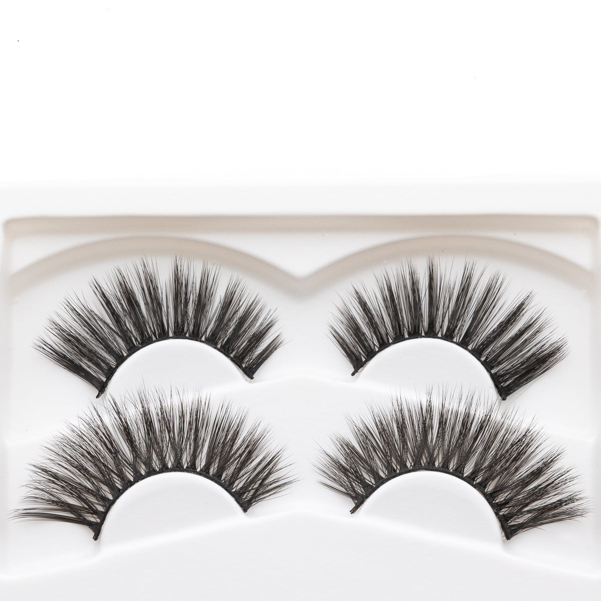 Close-up of dramatic reusable false lashes