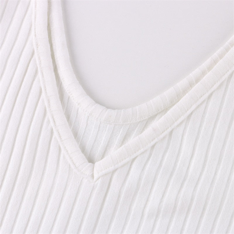 Ribbed V-neck long sleeve midi dress product view 13