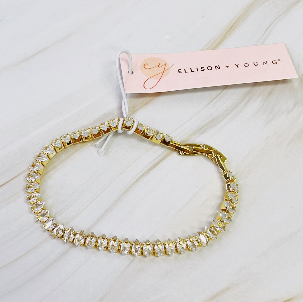 Marquise Sparkle Tennis Bracelet 18K gold-plated brass finish