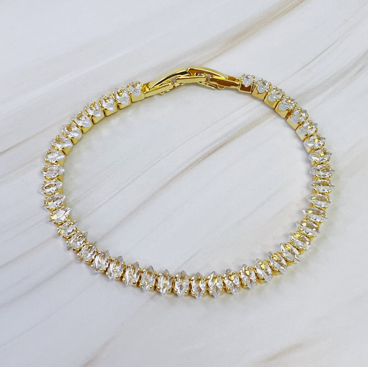 Marquise Sparkle Tennis Bracelet styled product view