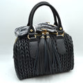 Quilted chevron satchel handbag — product image 1 (JY 0499 BK 1)