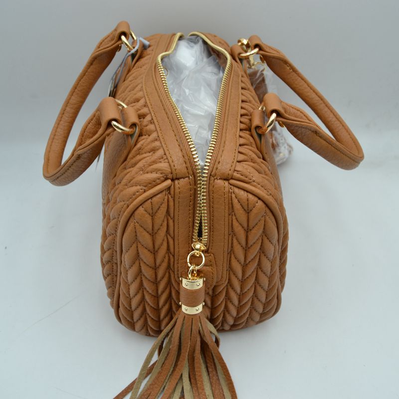 Quilted chevron satchel handbag — product image 23 (JY 0499 BR1)