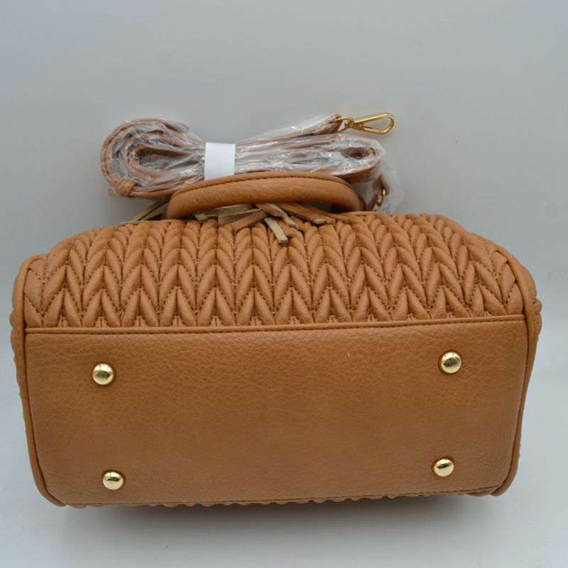 Quilted chevron satchel handbag — product image 16 (JY 0499 BR2)
