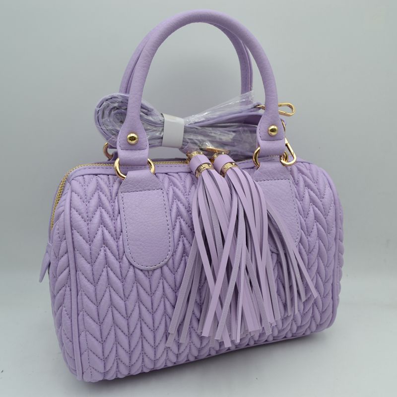 Quilted chevron satchel handbag — product image 9 (JY 0499 LAV)