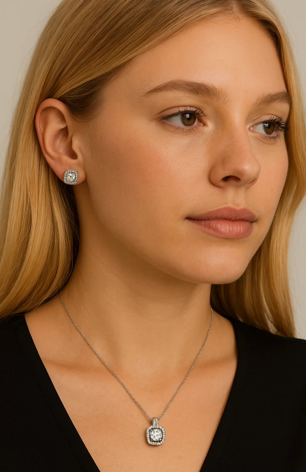 Two Carat Halo Cubic Zirconia Pendant Necklace – product image 7