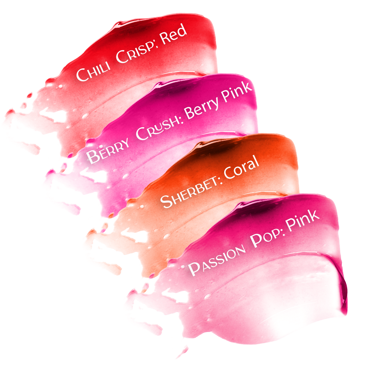 Mo-Jelly Blush + Lip Tint swatches in all four shades with shade names