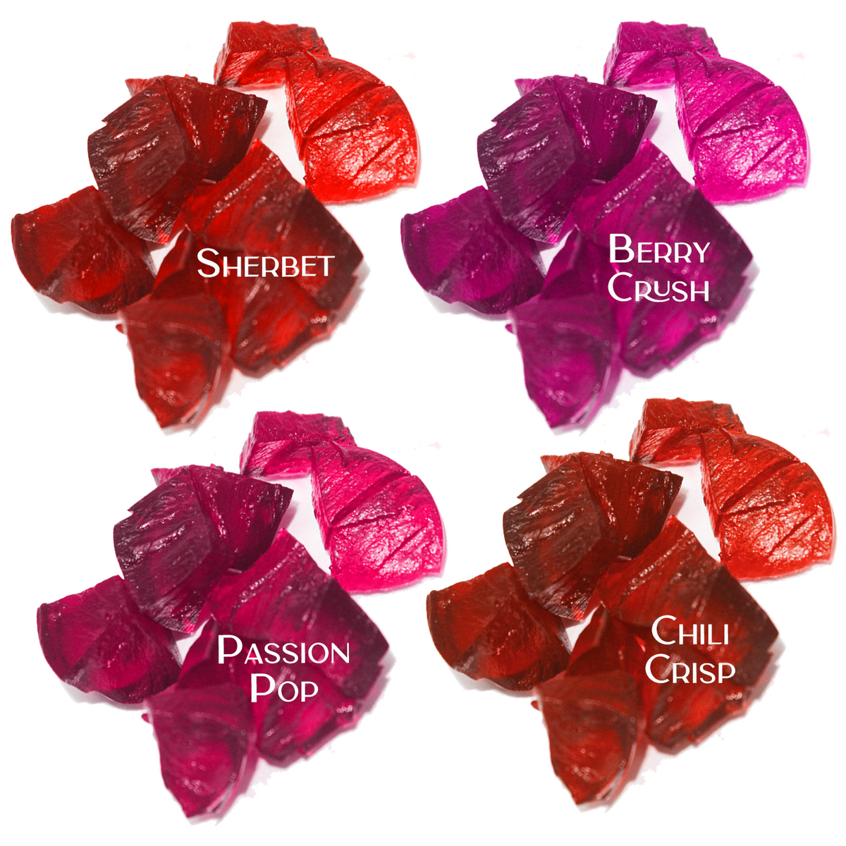 Mo-Jelly Blush + Lip Tint texture swatches in all four shades with shade names