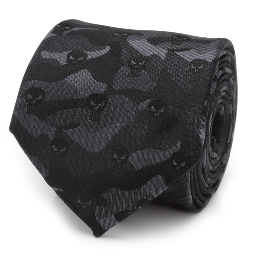 Marvel Punisher camo black silk men's tie