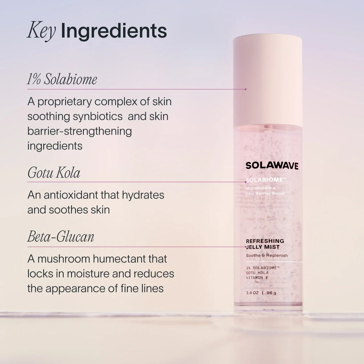 Solawave pre + probiotic jelly face mist - product detail
