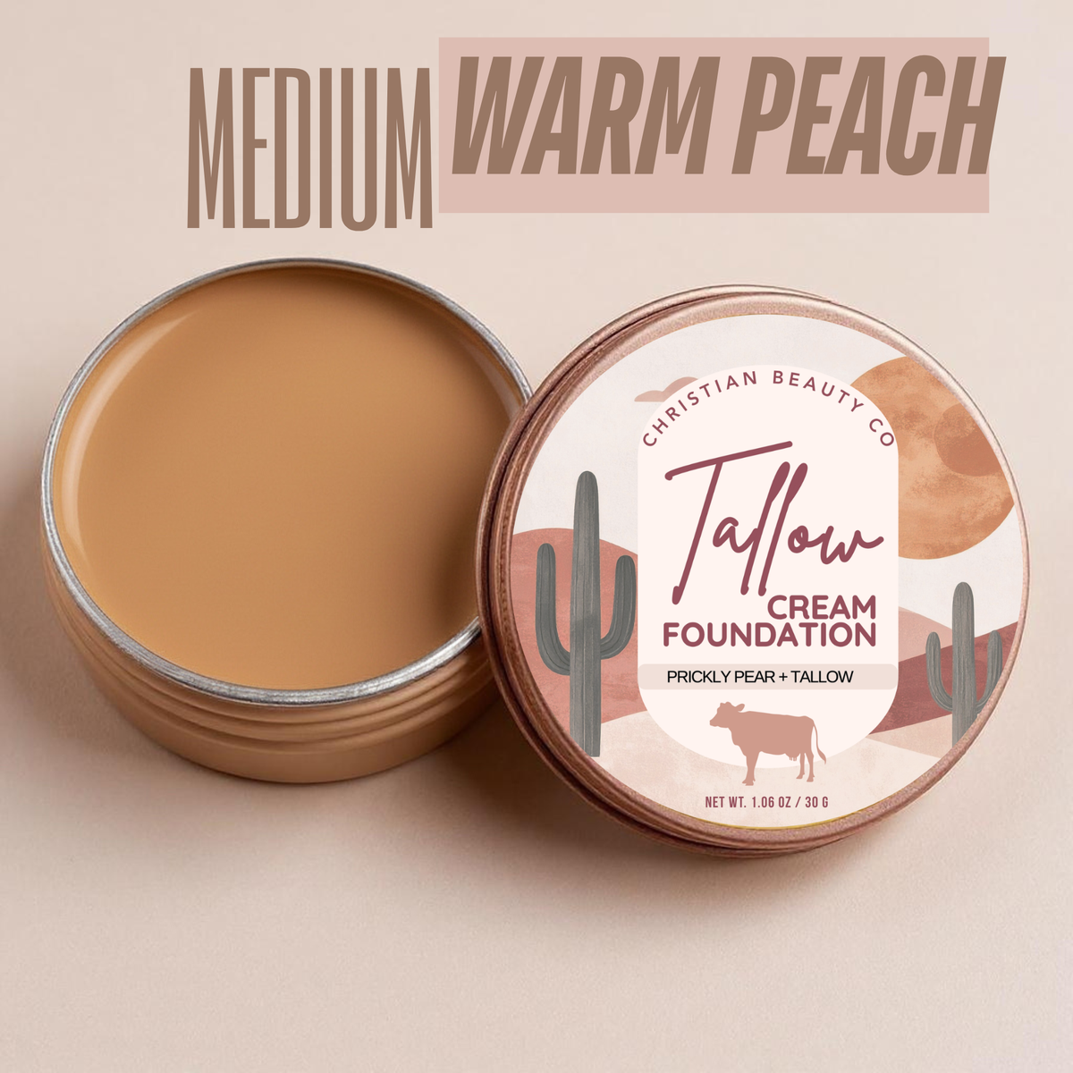 Tallow Cream Foundation shade Medium Warm Peach