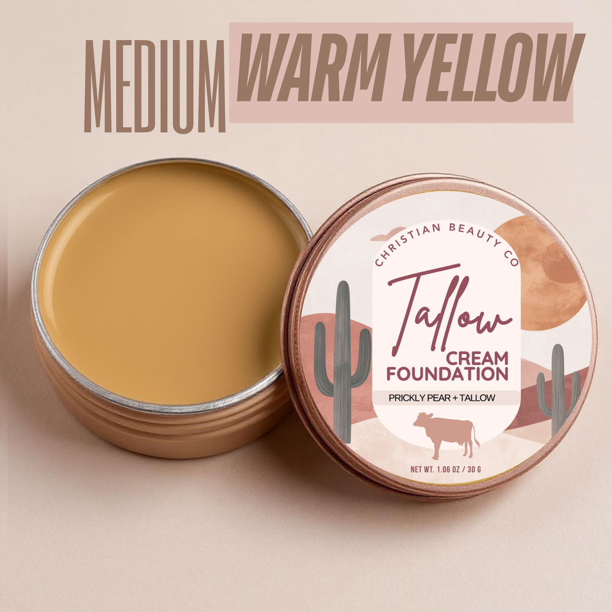 Tallow Cream Foundation shade Medium Warm Yellow