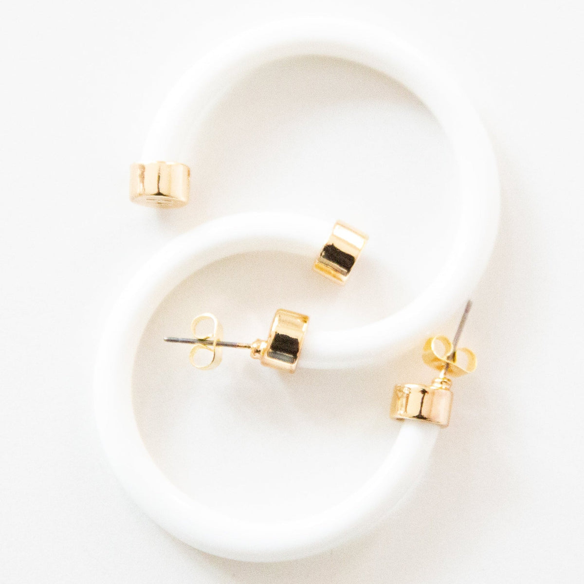 1.5-inch white hoop earrings by hoohoops product view