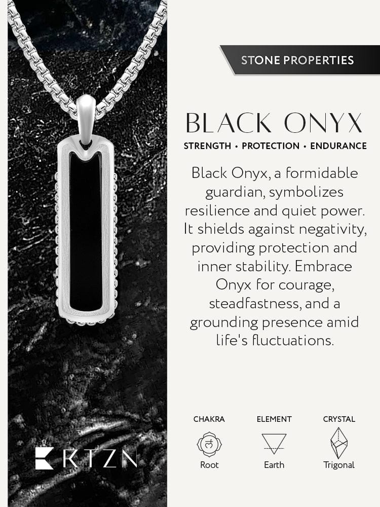 Black onyx column pendant close-up