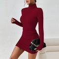 High-Neck Long Sleeve Bodycon Dress alternate styling view