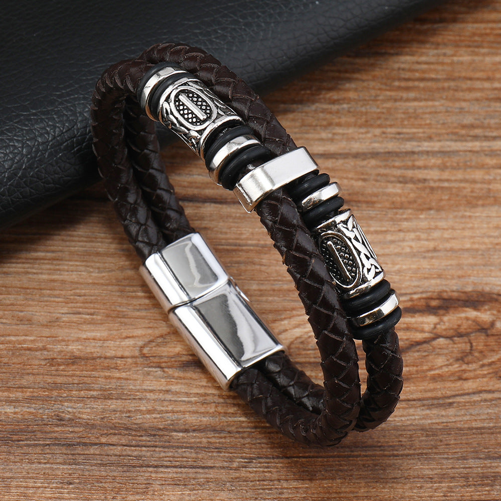 Men’s Retro Beaded Alloy Bracelet product view 2