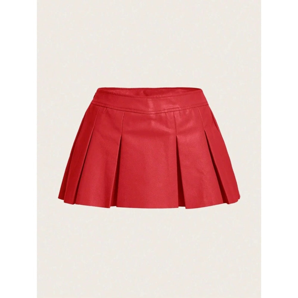 Women’s solid-color leather-look midi skirt by SHOMICO – view 9