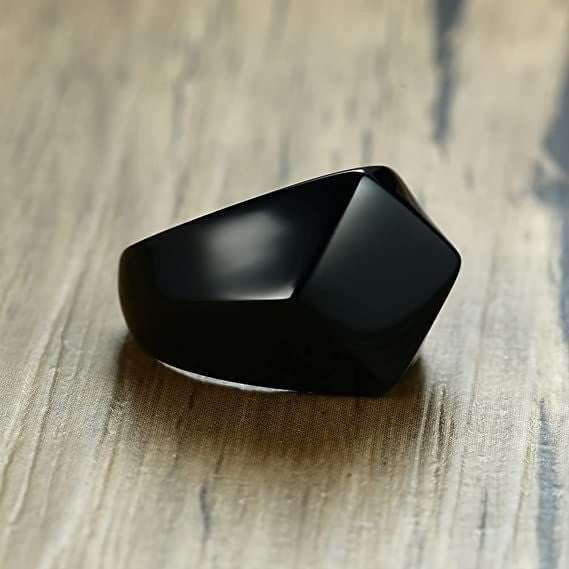AJZ30058 men’s geometric ring in Black finish