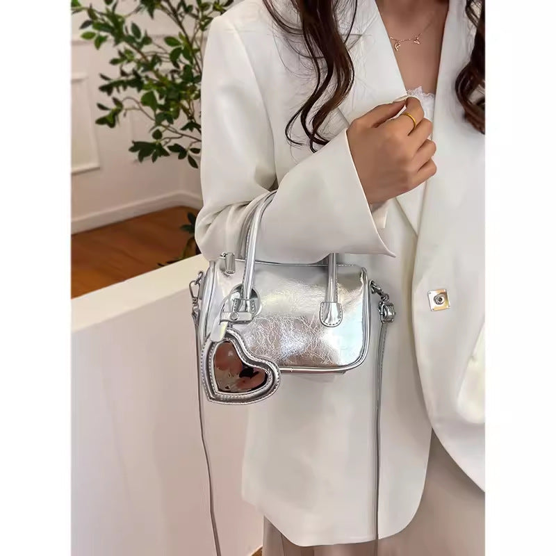 Silver Mini Tote Crossbody Bag – product view 9