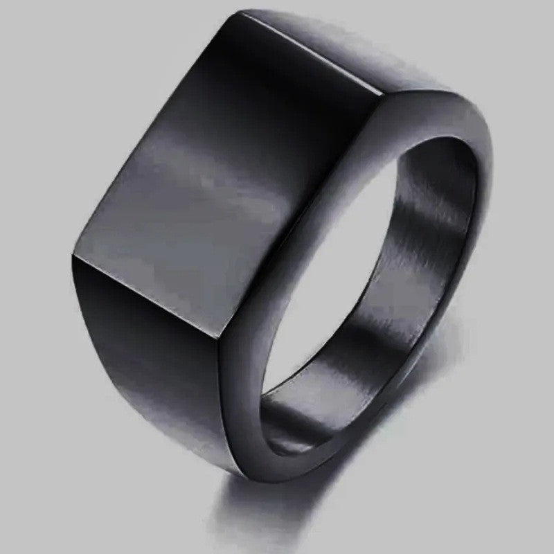AJZ30052 men’s geometric ring in Black finish