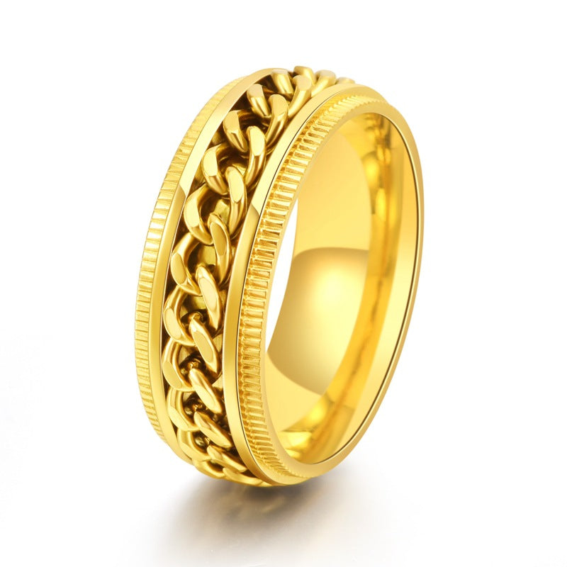 Men’s rotatable chain gear ring – product detail