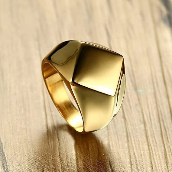 AJZ30058 men’s geometric ring in Gold finish