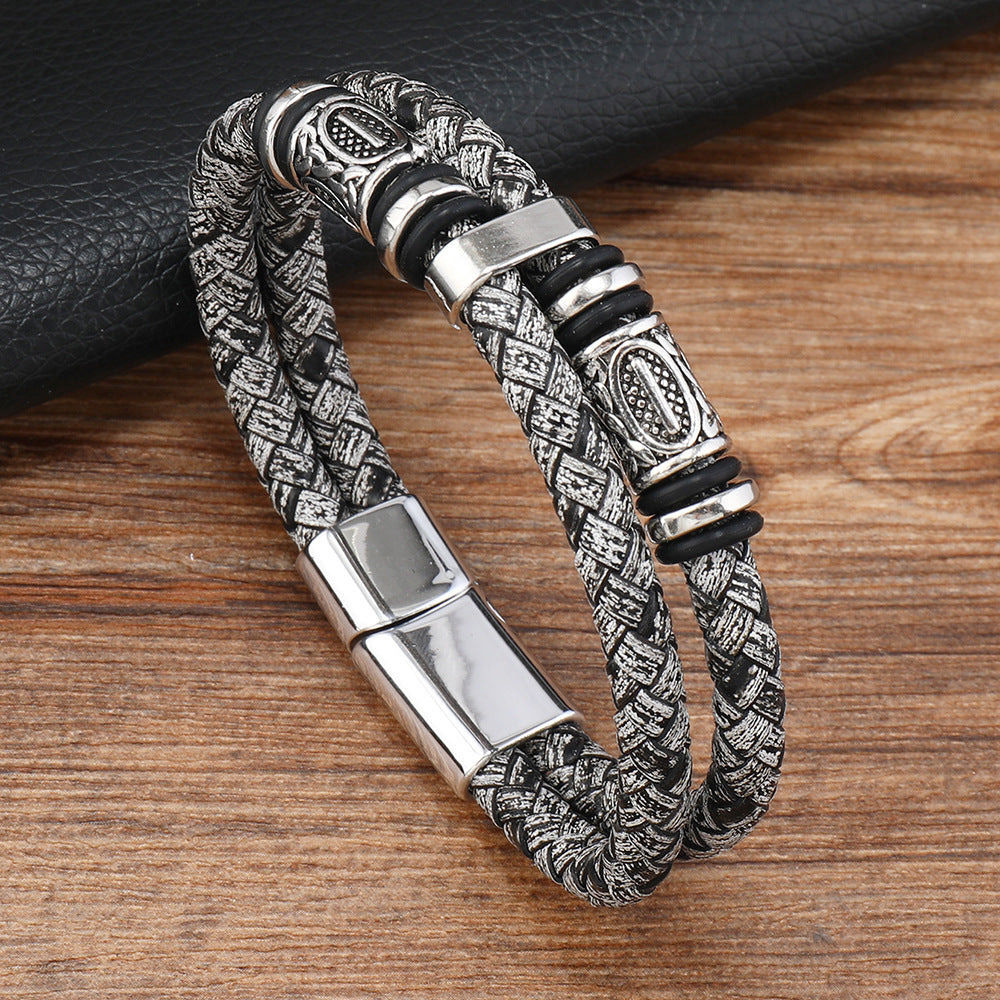 Men’s Retro Beaded Alloy Bracelet product view 6