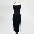 Women's black elegant backless halter dress — product image 6 of 6