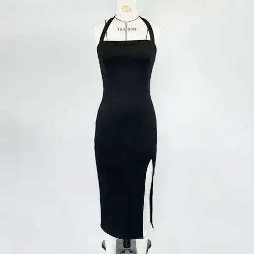 Women's black elegant backless halter dress — product image 6 of 6