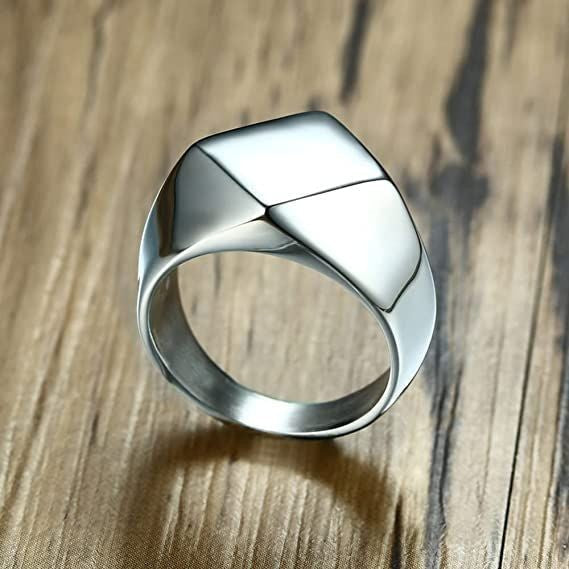 AJZ30058 men’s geometric ring in Silver finish