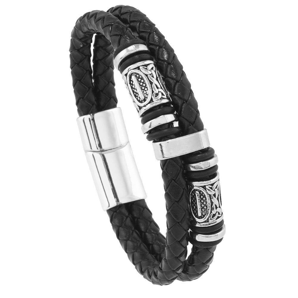 Men’s Retro Beaded Alloy Bracelet product view 4