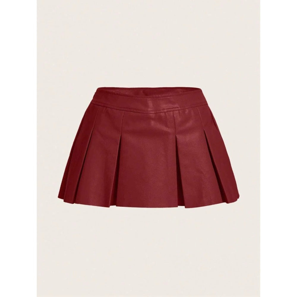 Women’s solid-color leather-look midi skirt by SHOMICO – view 7