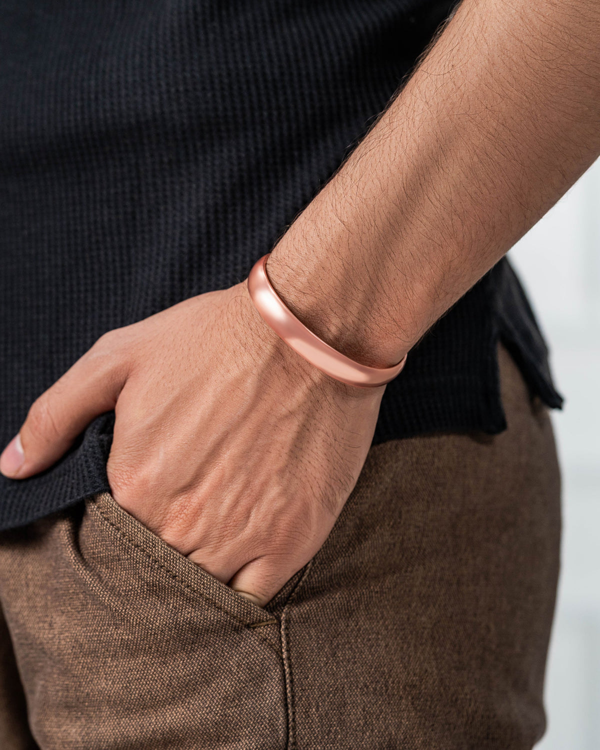 Pure Copper Minimalist Cuff Bracelet lifestyle view
