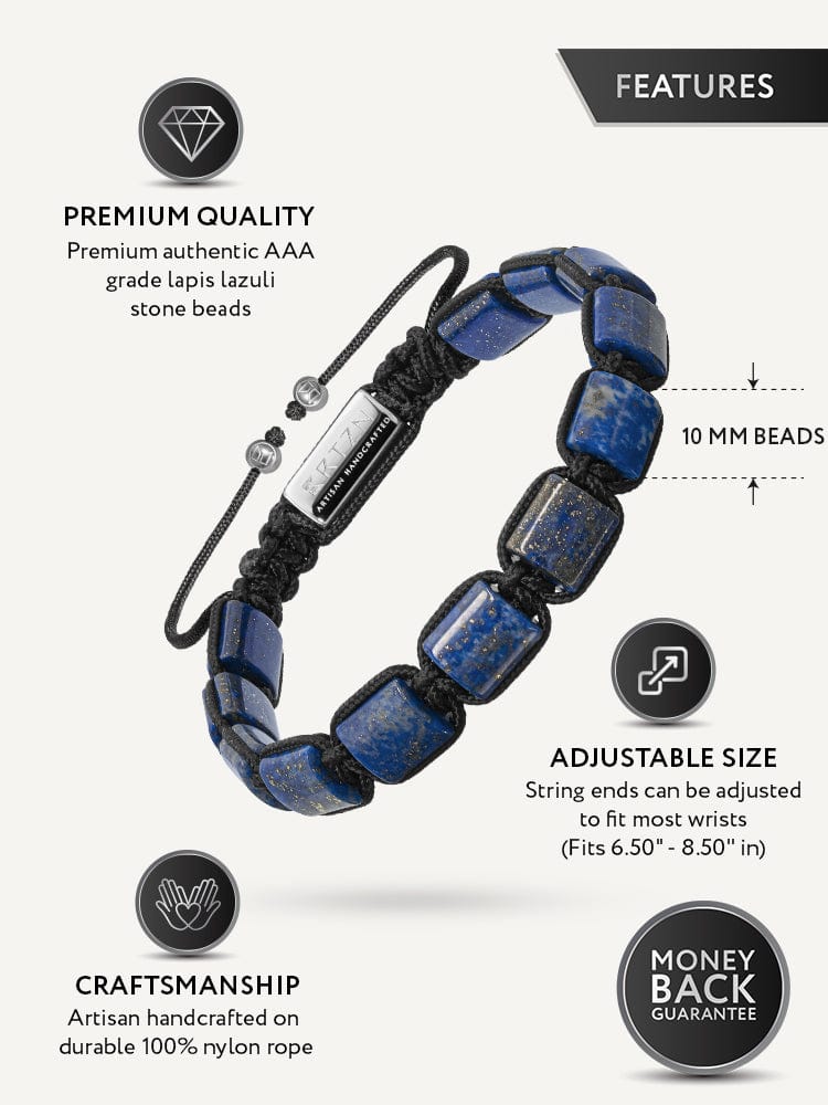 Men’s Lapis Lazuli Beaded Bracelet – Havana product view 3