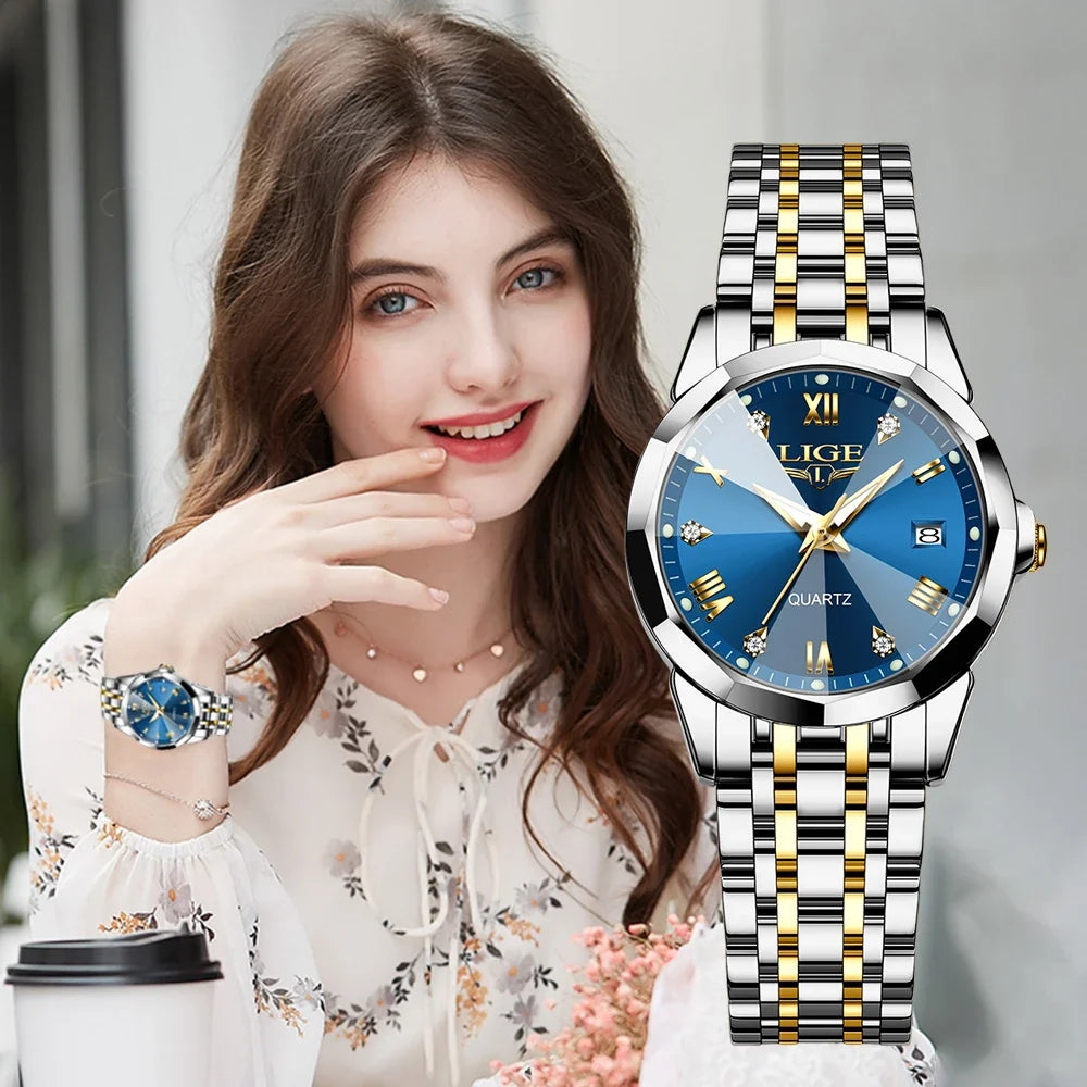 Women's 25mm sunburst dial quartz bracelet watch – dial detail