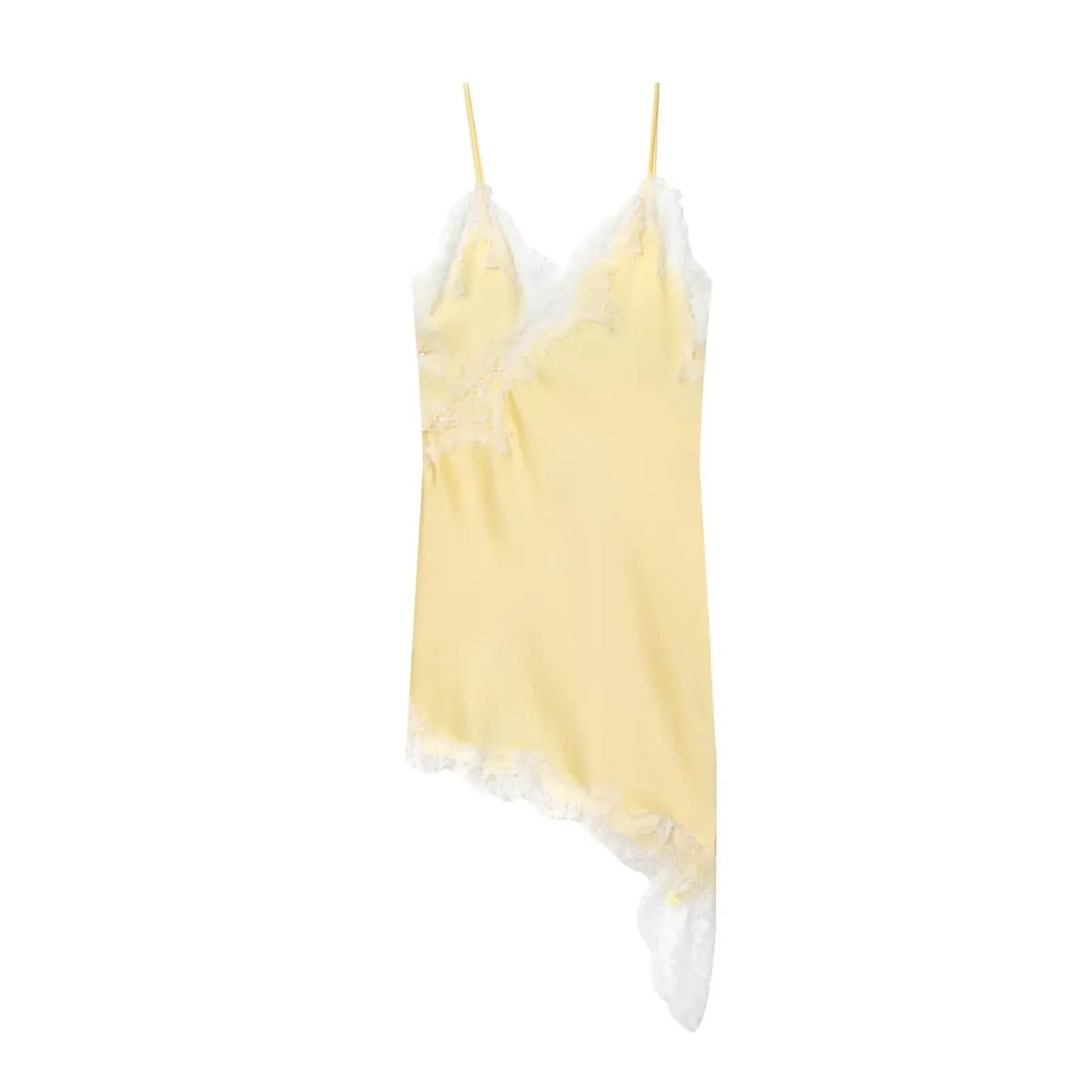 Satin Lace Slip Mini Dress silhouette and hem detail