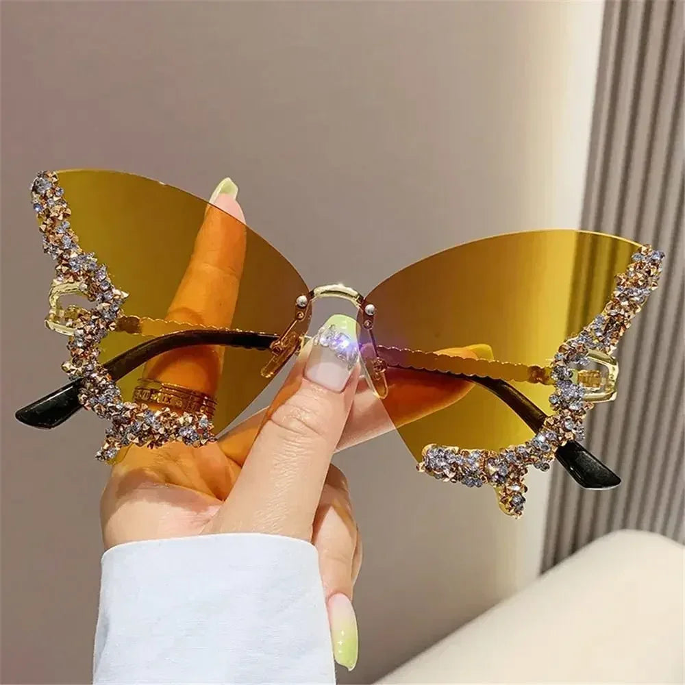 Crystal butterfly sunglasses statement frame view
