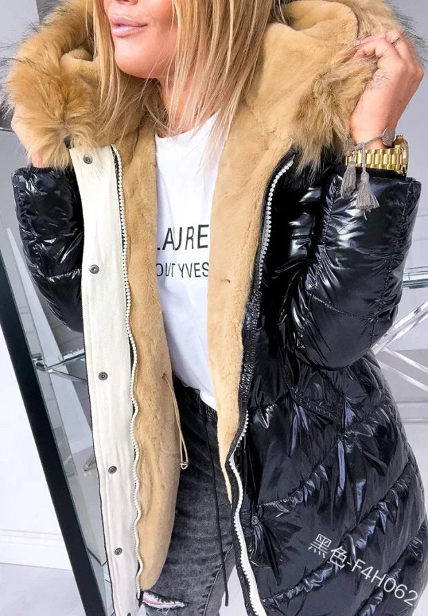 Faux Fur Collar Long Puffer Jacket - additional product view