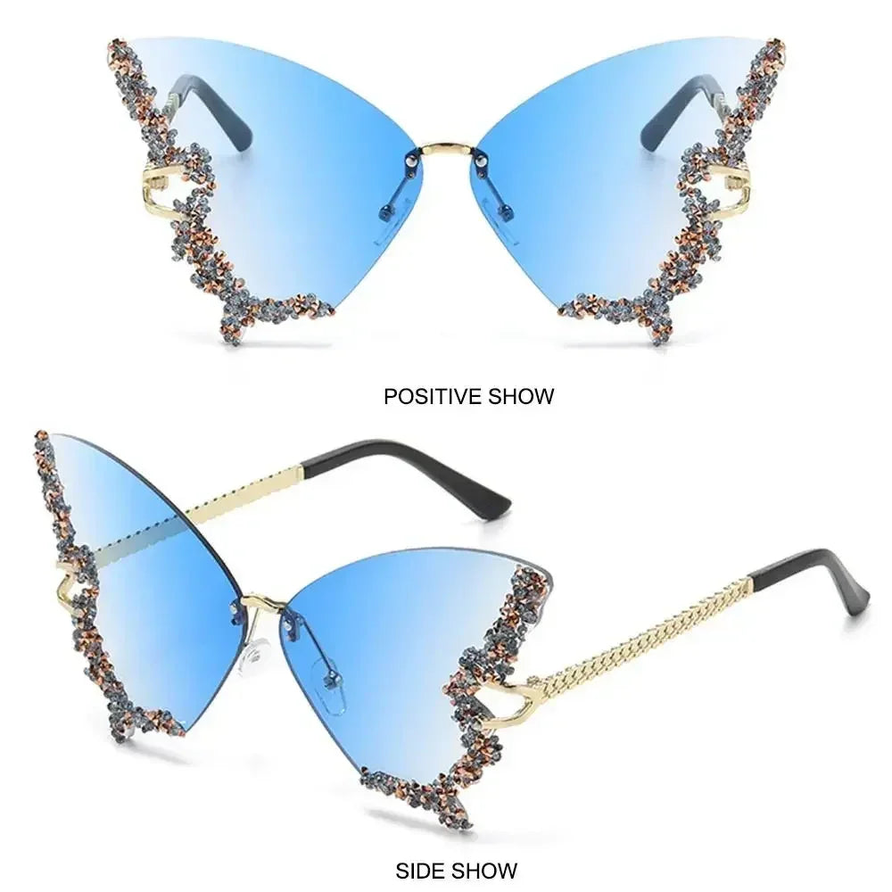 Rhinestone butterfly statement sunglasses detail view