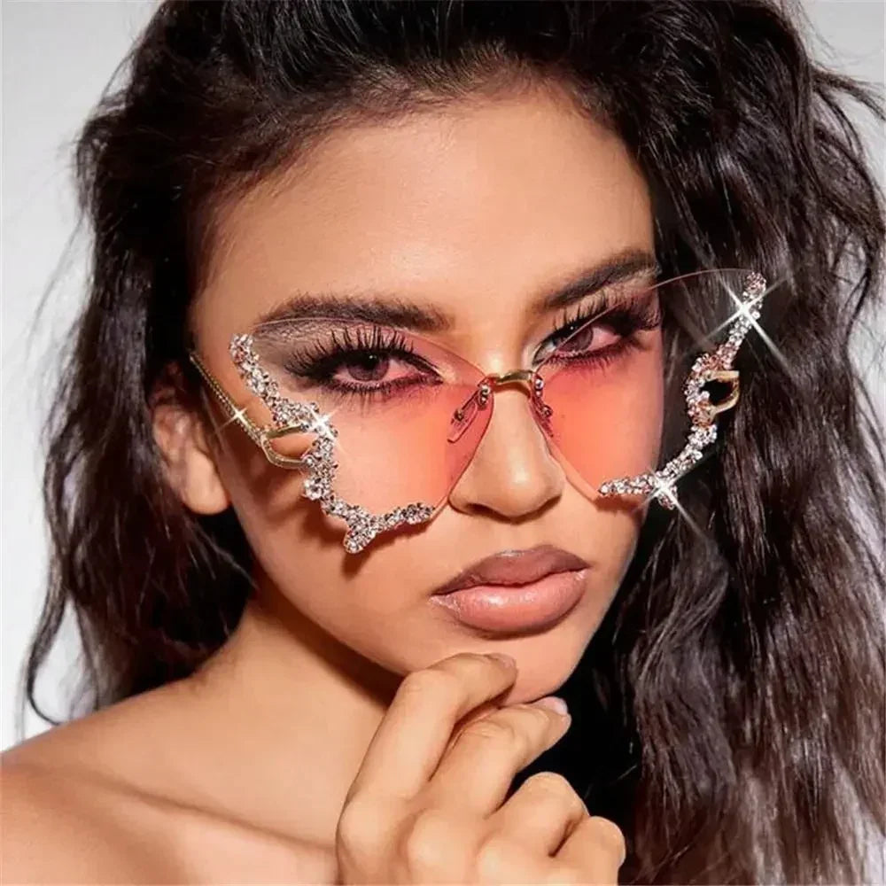 Oversized rhinestone butterfly sunglasses product view