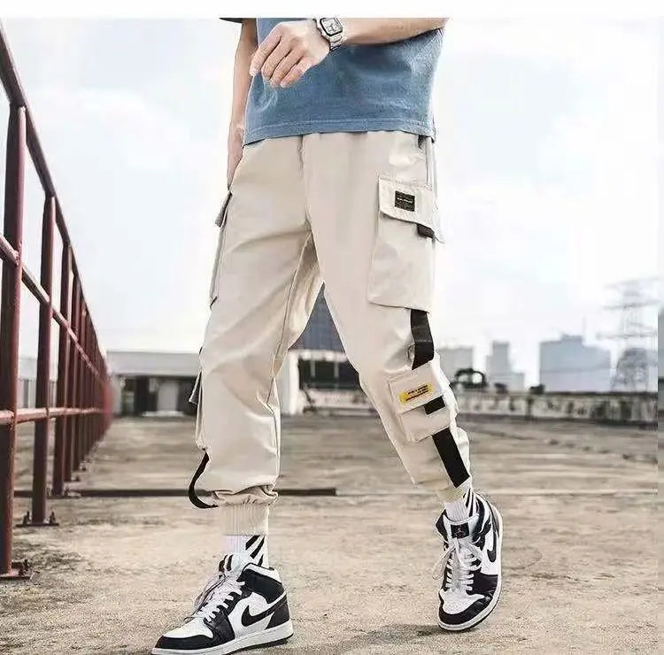 Apricot men’s cargo joggers with utility details