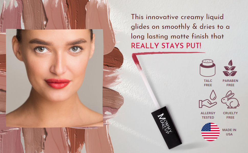 Stay Put Matte Lip Cream product features graphic