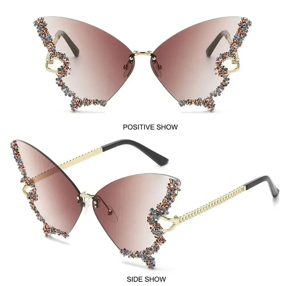 Rhinestone butterfly sunglasses side detail